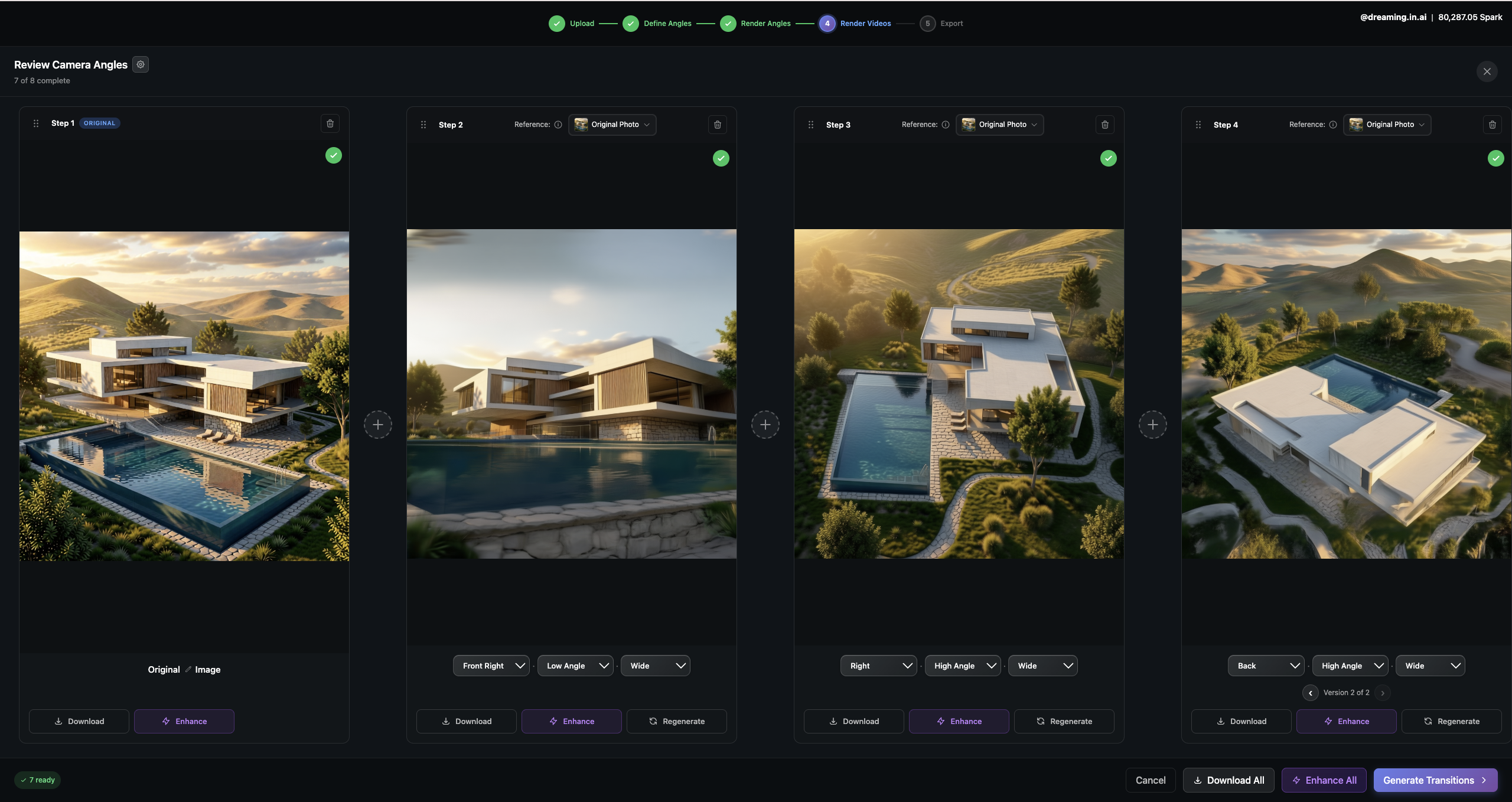 Generated angle set in Sogni 360 ready for download or transition generation.