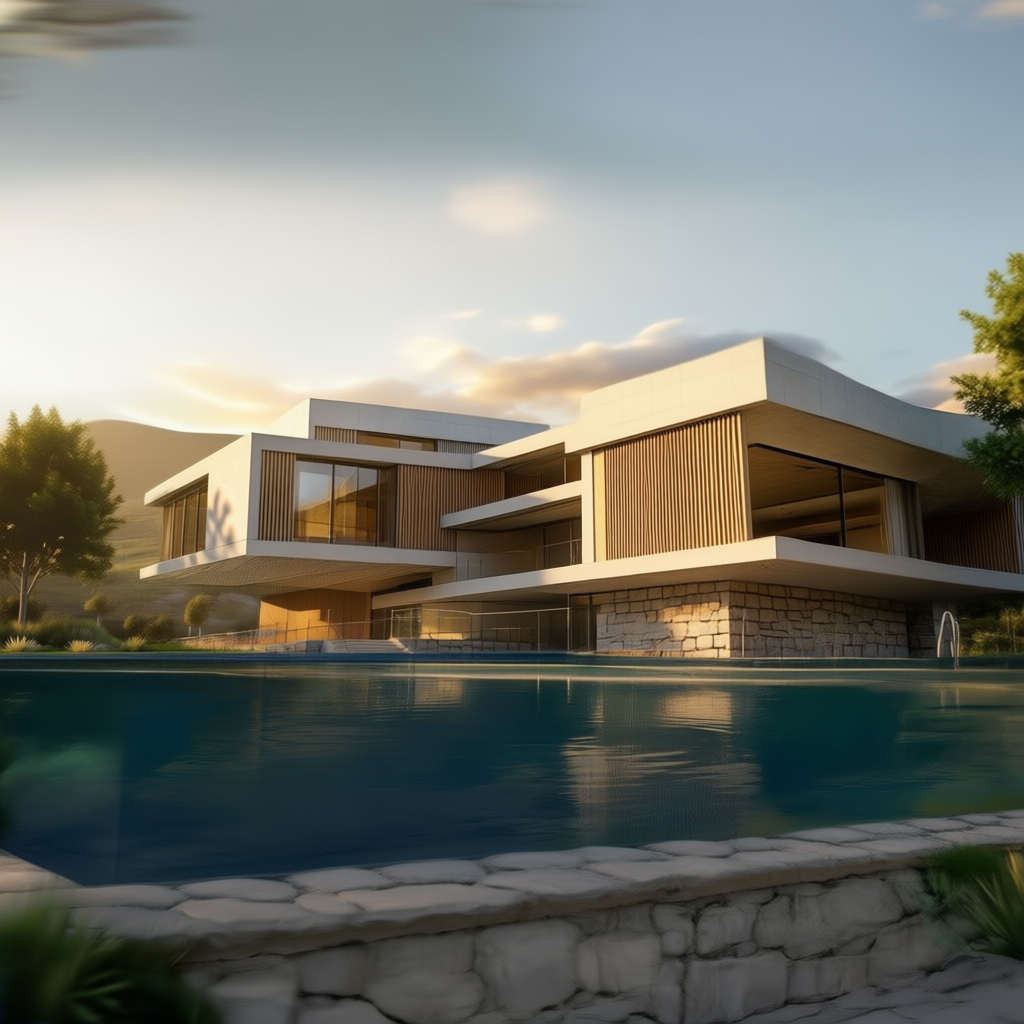 Low angle still image of the luxury house.