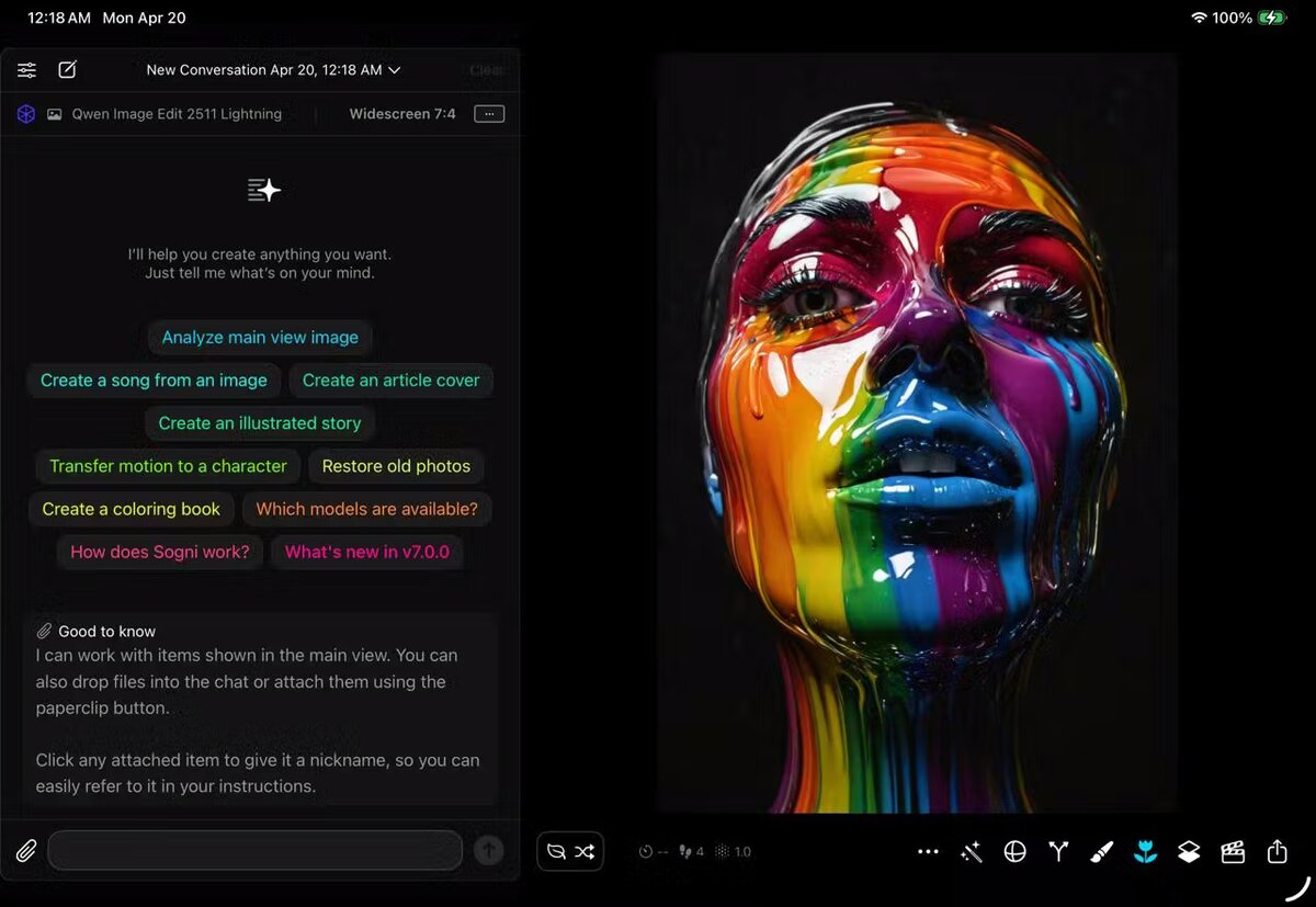 Sogni Creative Assistant on iPad
