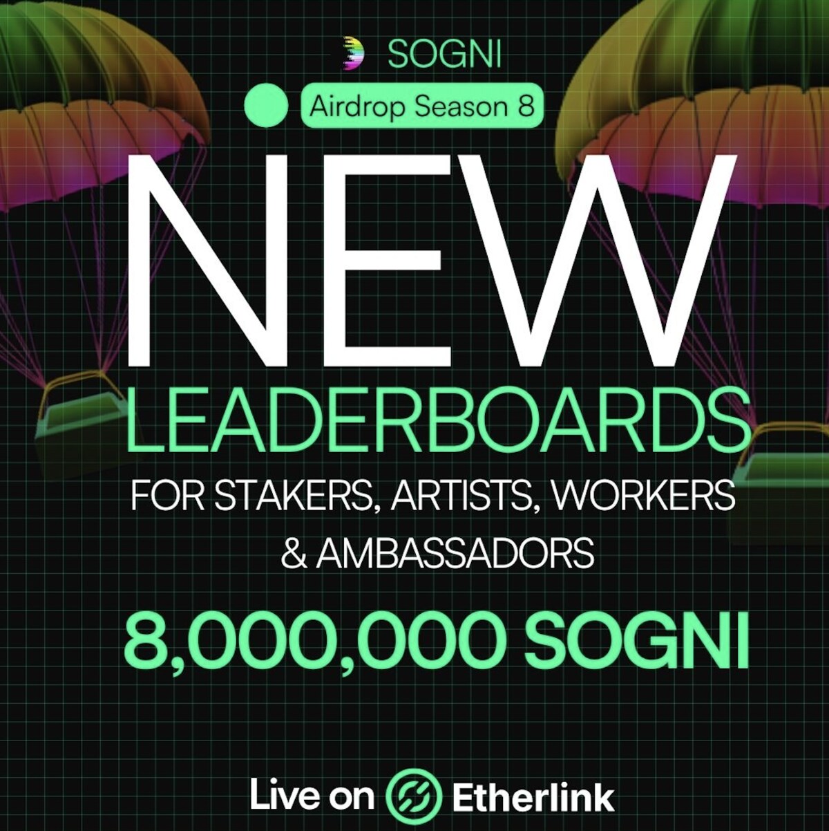 Season 8 airdrop — new leaderboards, 8,000,000 SOGNI